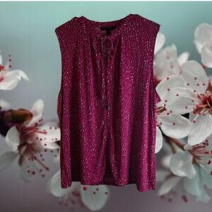 Banana Republic XL sleeveless pink tie neckline polyester blend stretch blouse